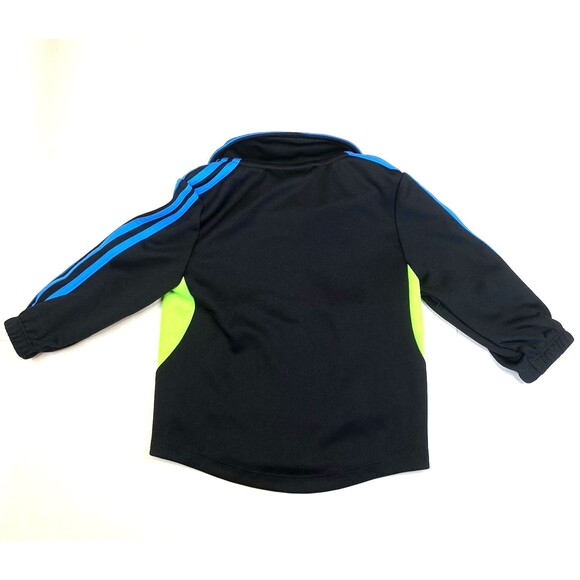 Adidas Kids Zip Up Soccer  L/S Track Jacket Black Blue Green Baby size 12 Months - Picture 4 of 7